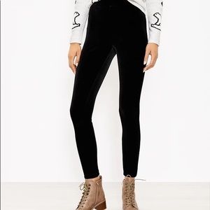 EUC loft black velvet leggings L petite